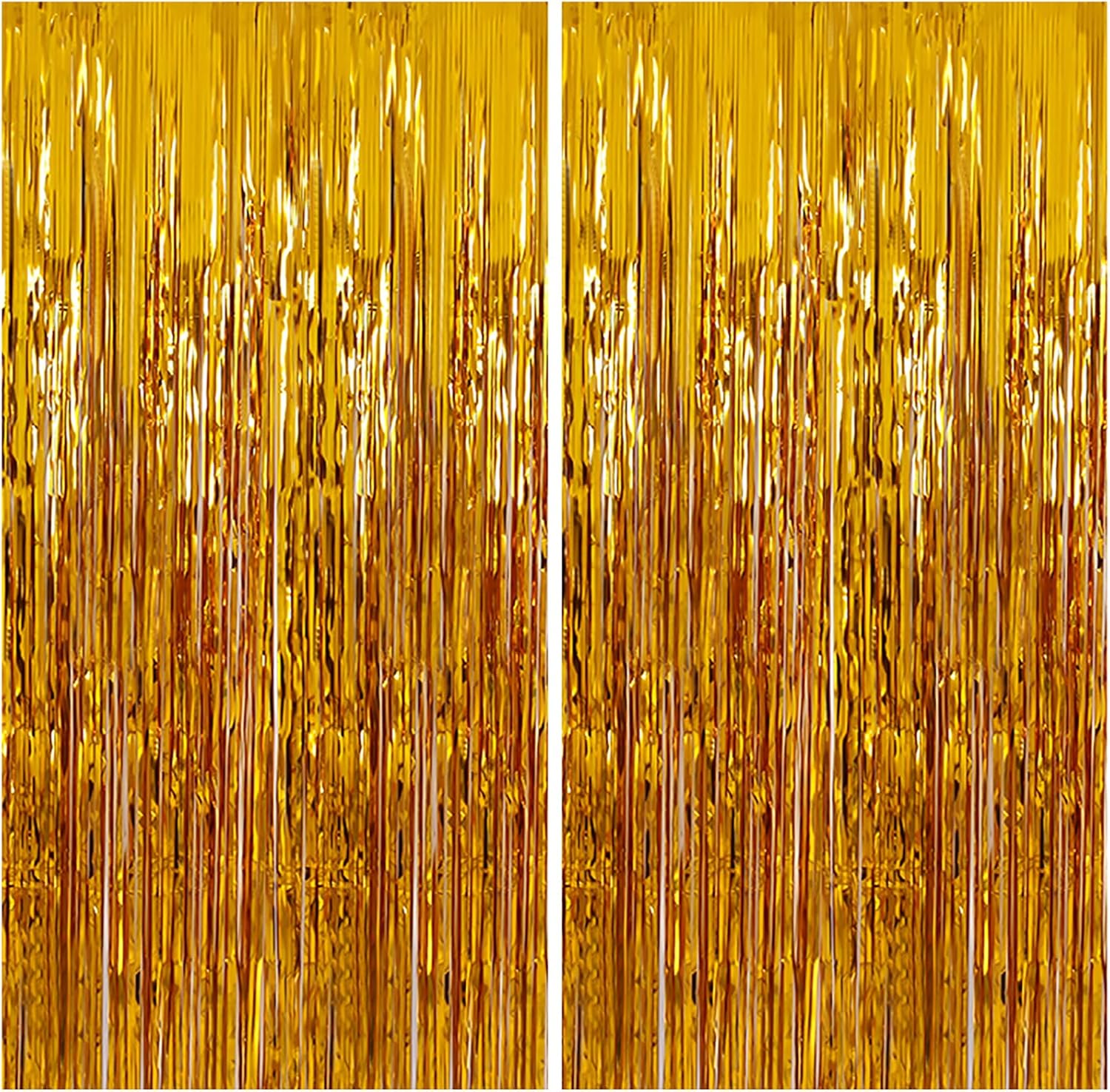 2 Pack Gold Tinsel Backdrop for Party Decor