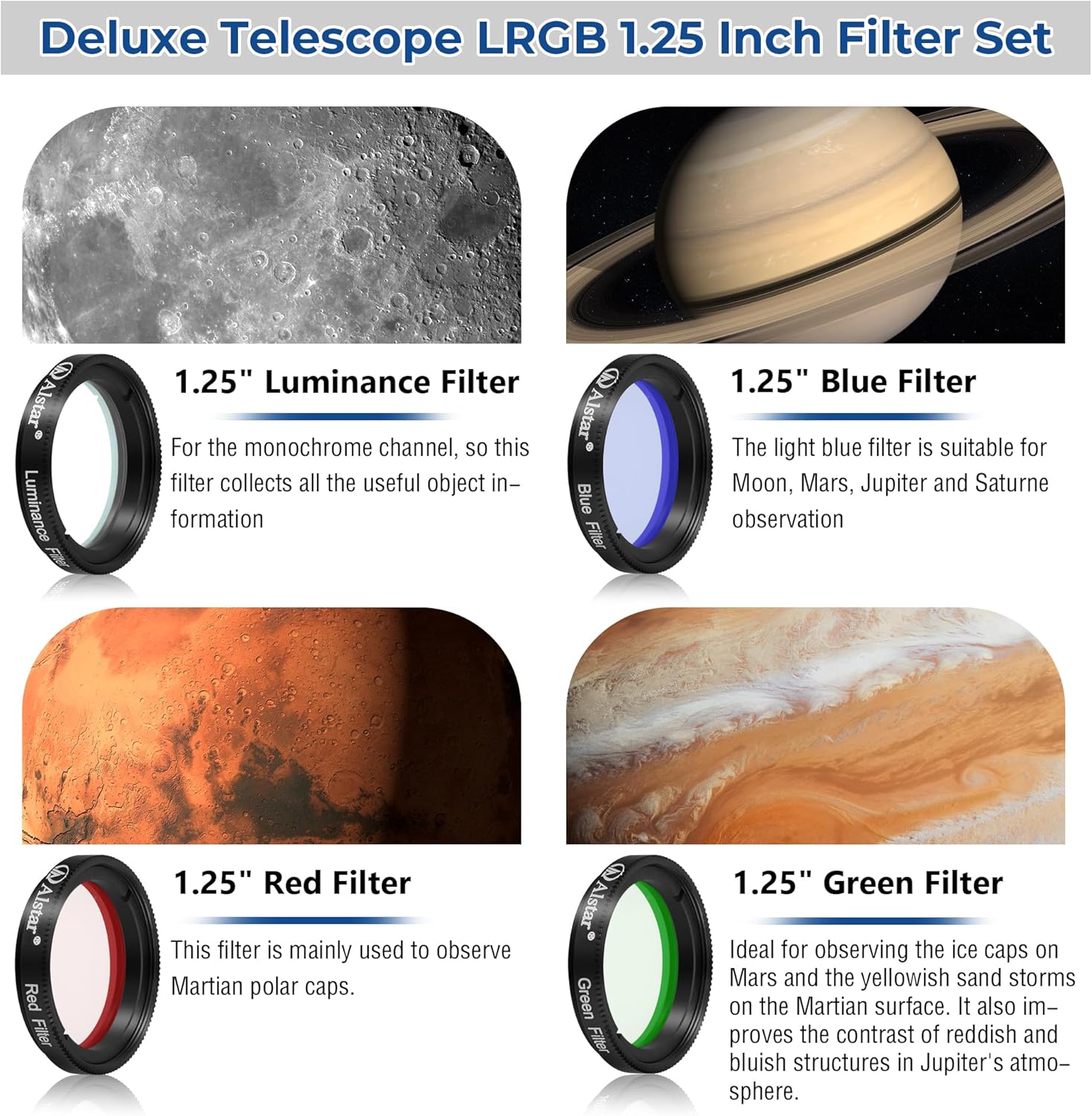 Alstar Deluxe LRGB Telescope Filter Set