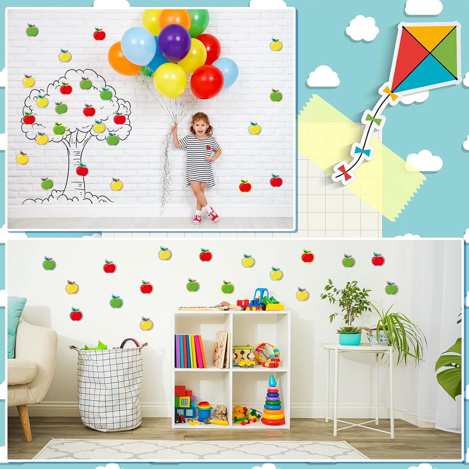 Zonon 90 Pcs Apple Cutouts Classroom Bulletin Board Decorations