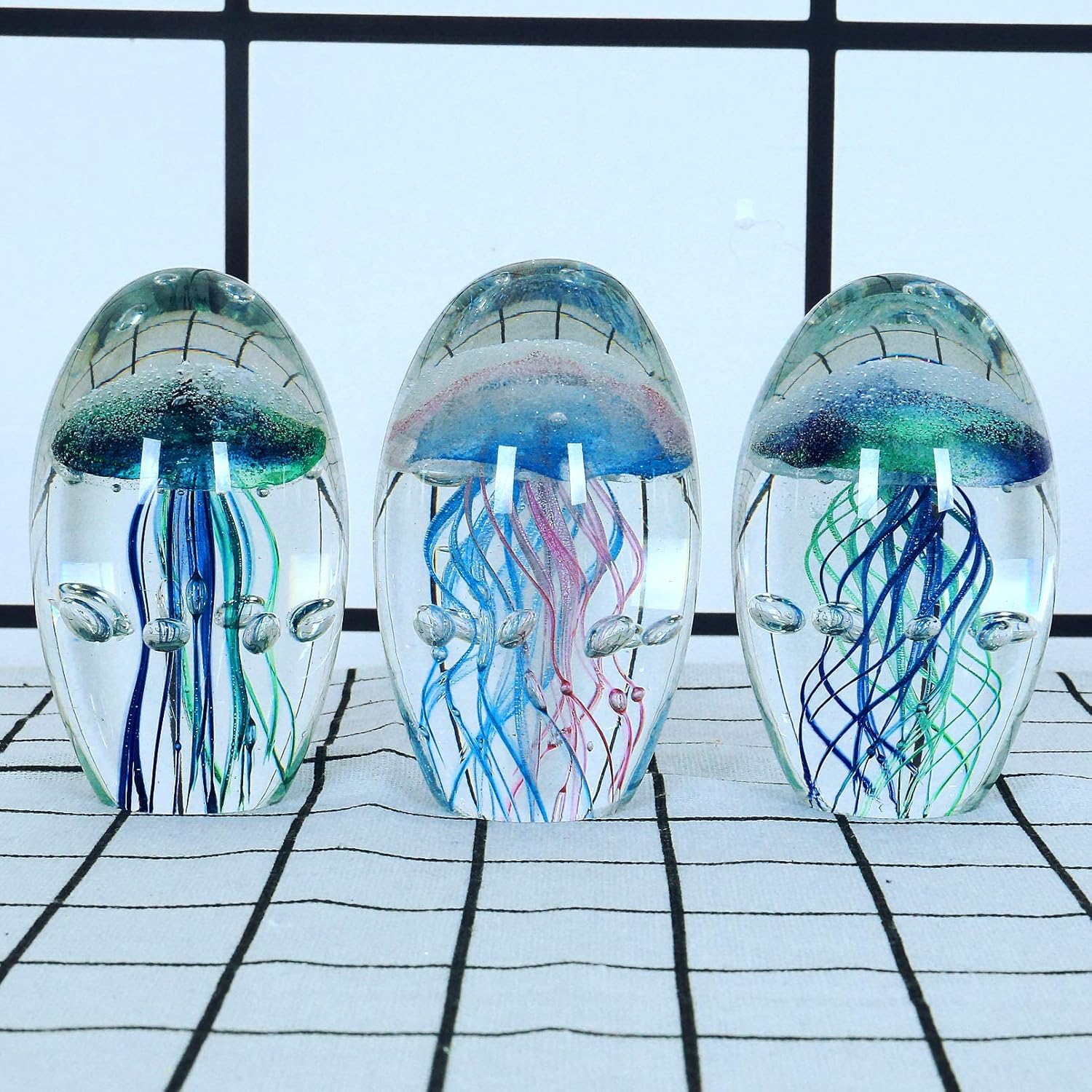 Eustuma Hand Blown Glass Jellyfish Ornament