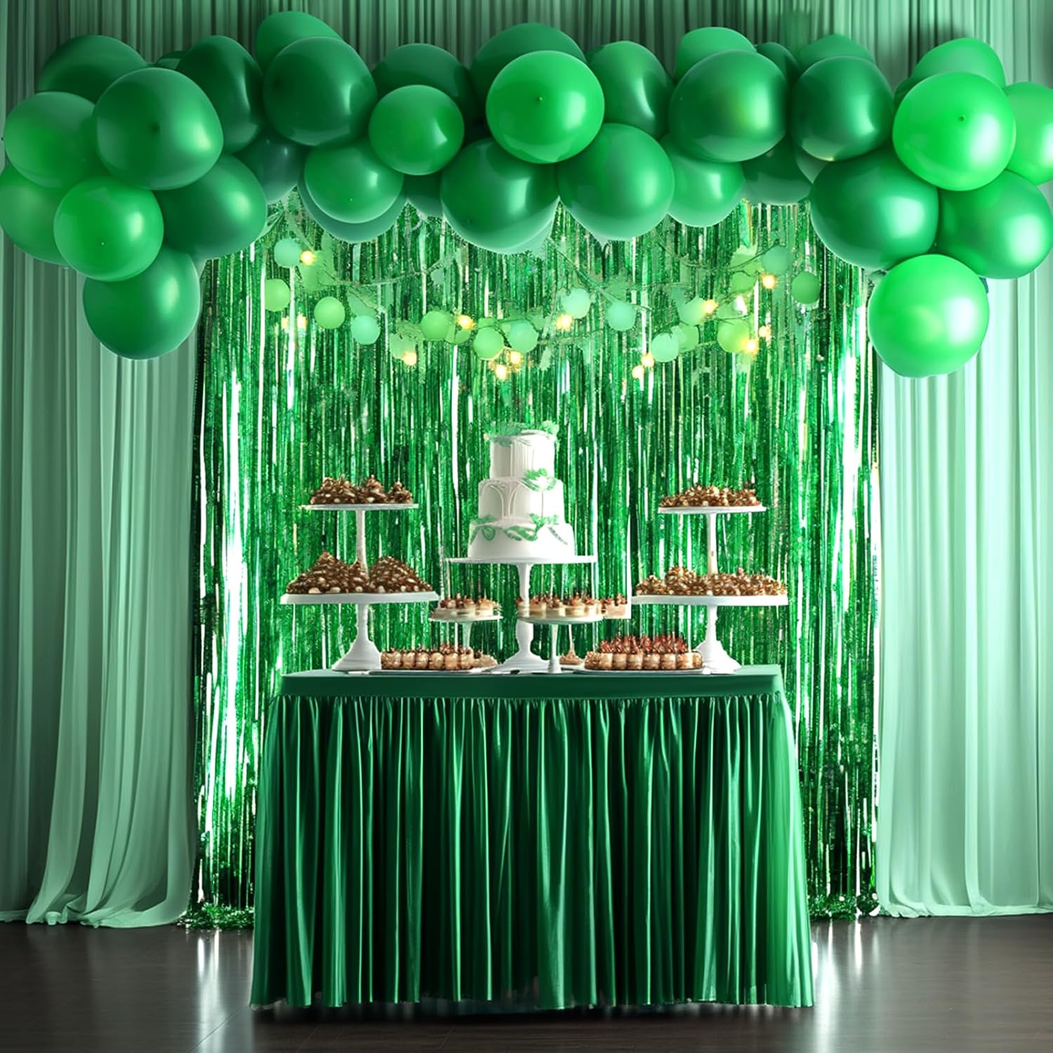 4 Pack Green Foil Fringe Curtain for Party Decorations