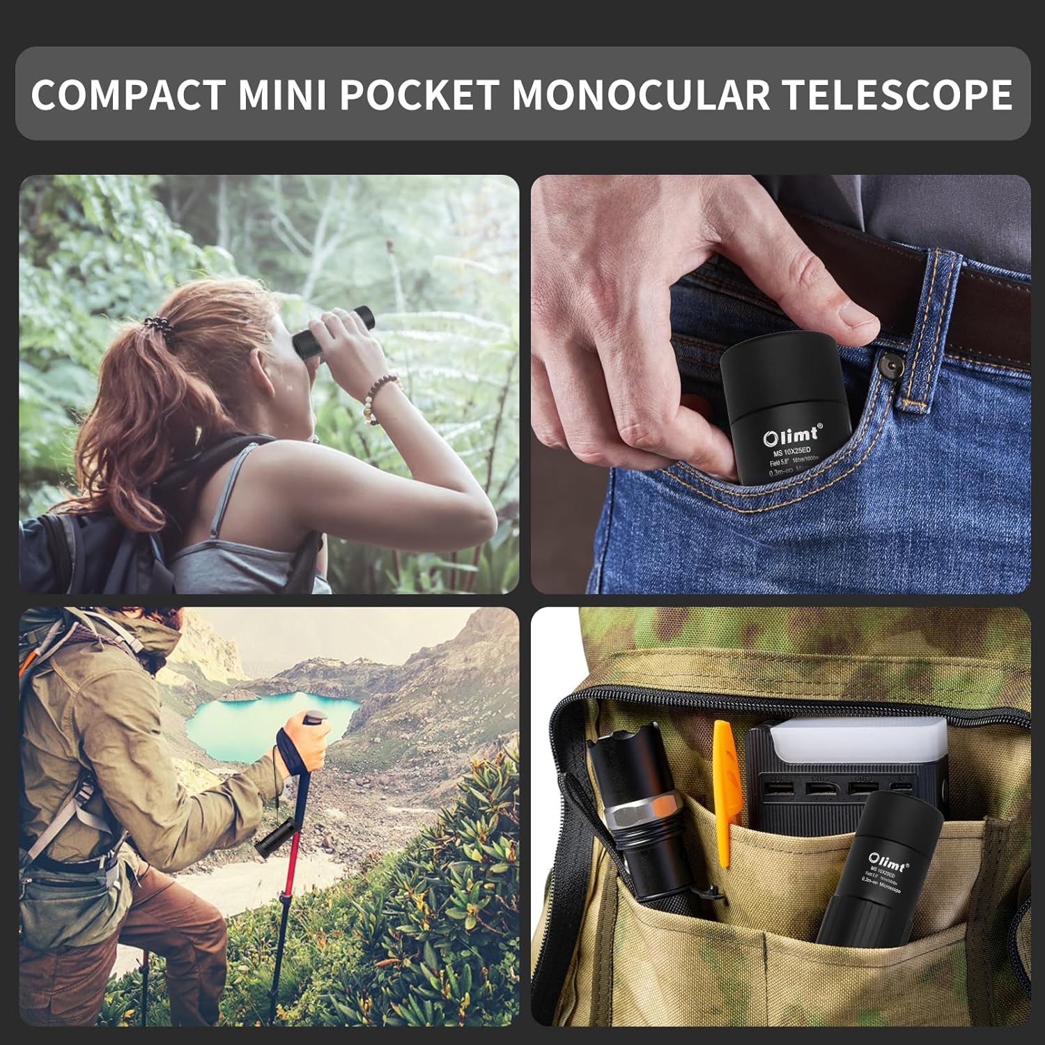 10x25 Waterproof Fogproof Monocular Telescope