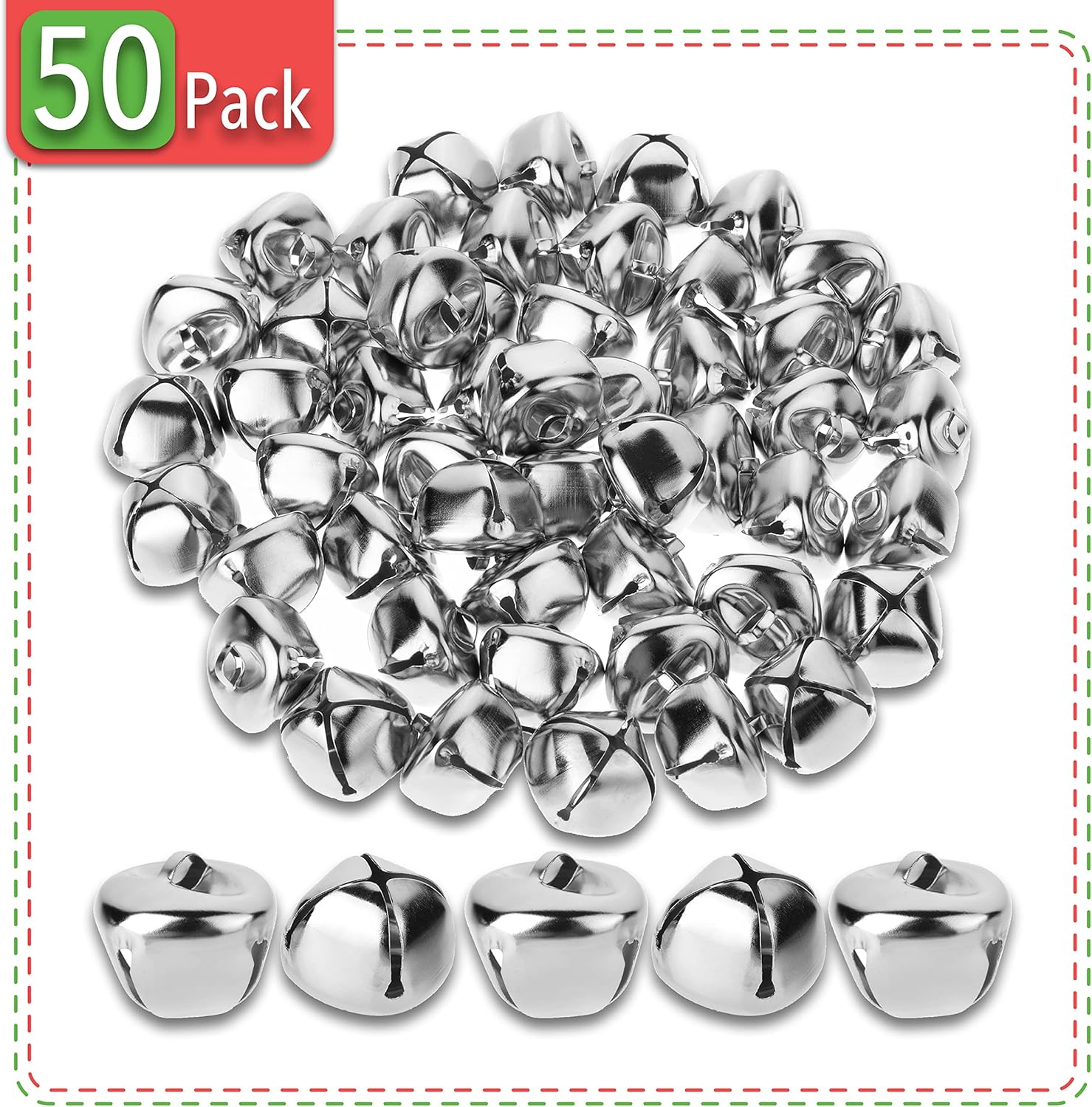 Mr Pen Jingle Bells 1 Inch Silver 50 Pack