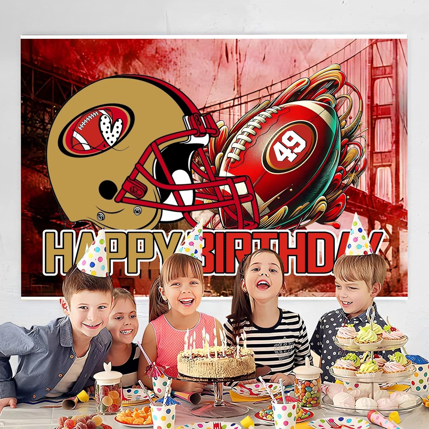 49 Football Themed Birthday Backdrop 5x3ft