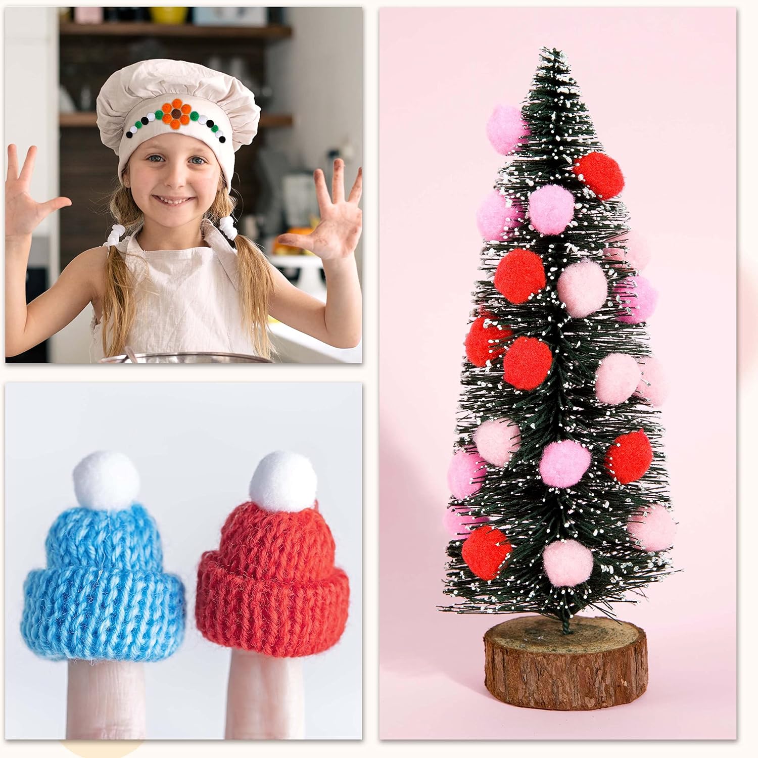 Caydo 500 White Pom Poms for Crafts and DIY