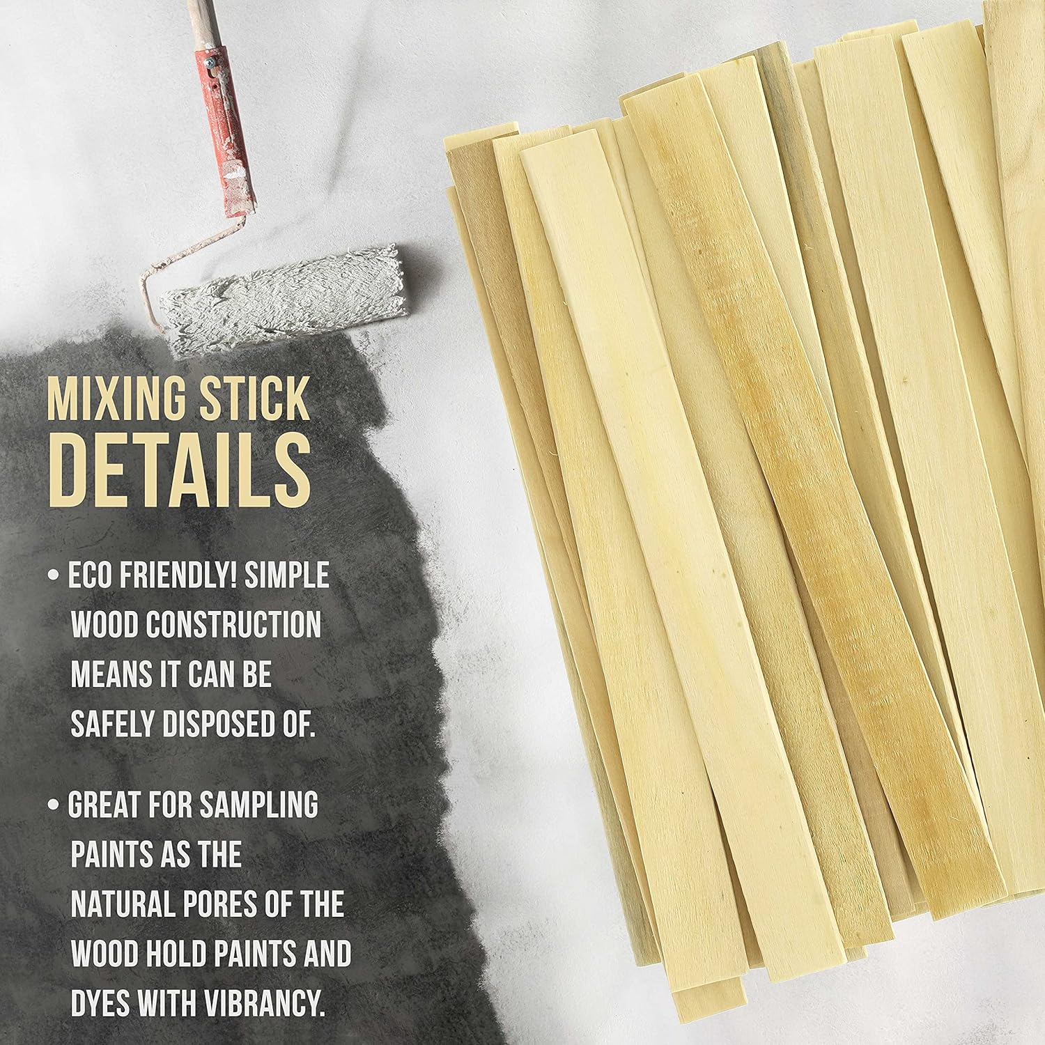 Custom Shop Paint Sticks - 100 Sticks 12 Inch Premium Wood Stirrers