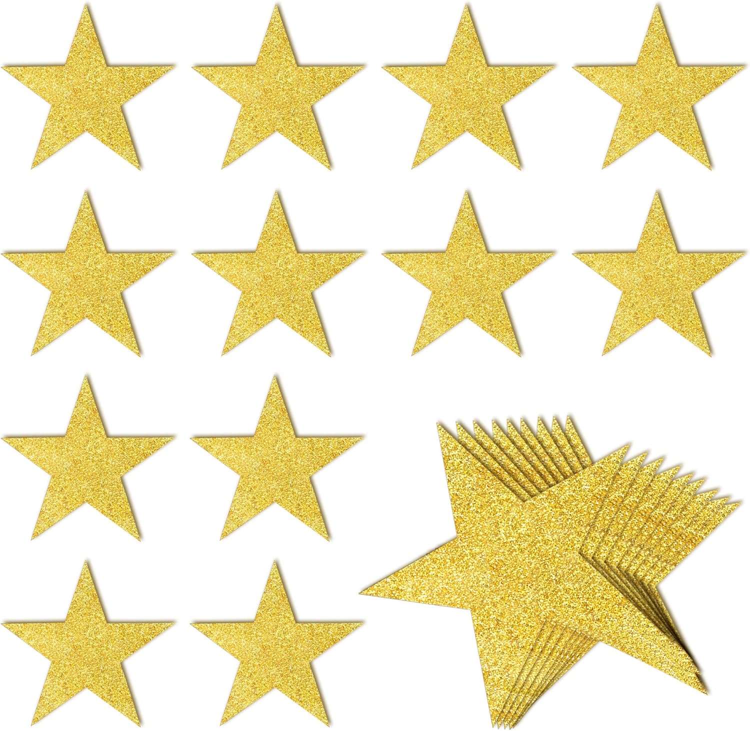 100 PCS Glitter Gold Star Cutouts for Party Decorations
