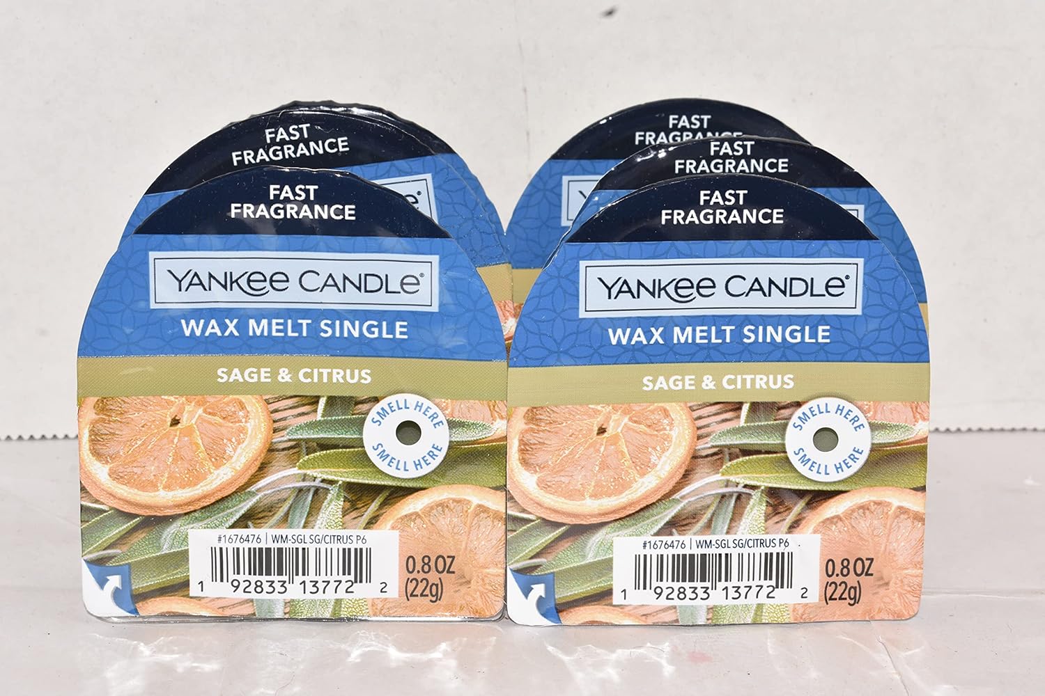Yankee Candle Lot of 6 Sage Citrus Wax Melt Singles Fast Fragrance