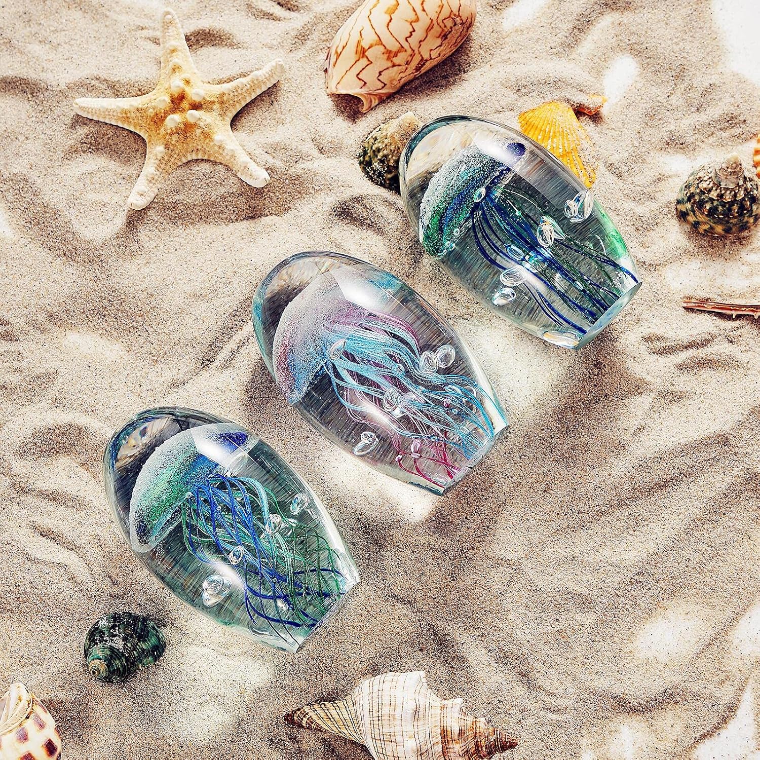 Eustuma Hand Blown Glass Jellyfish Ornament