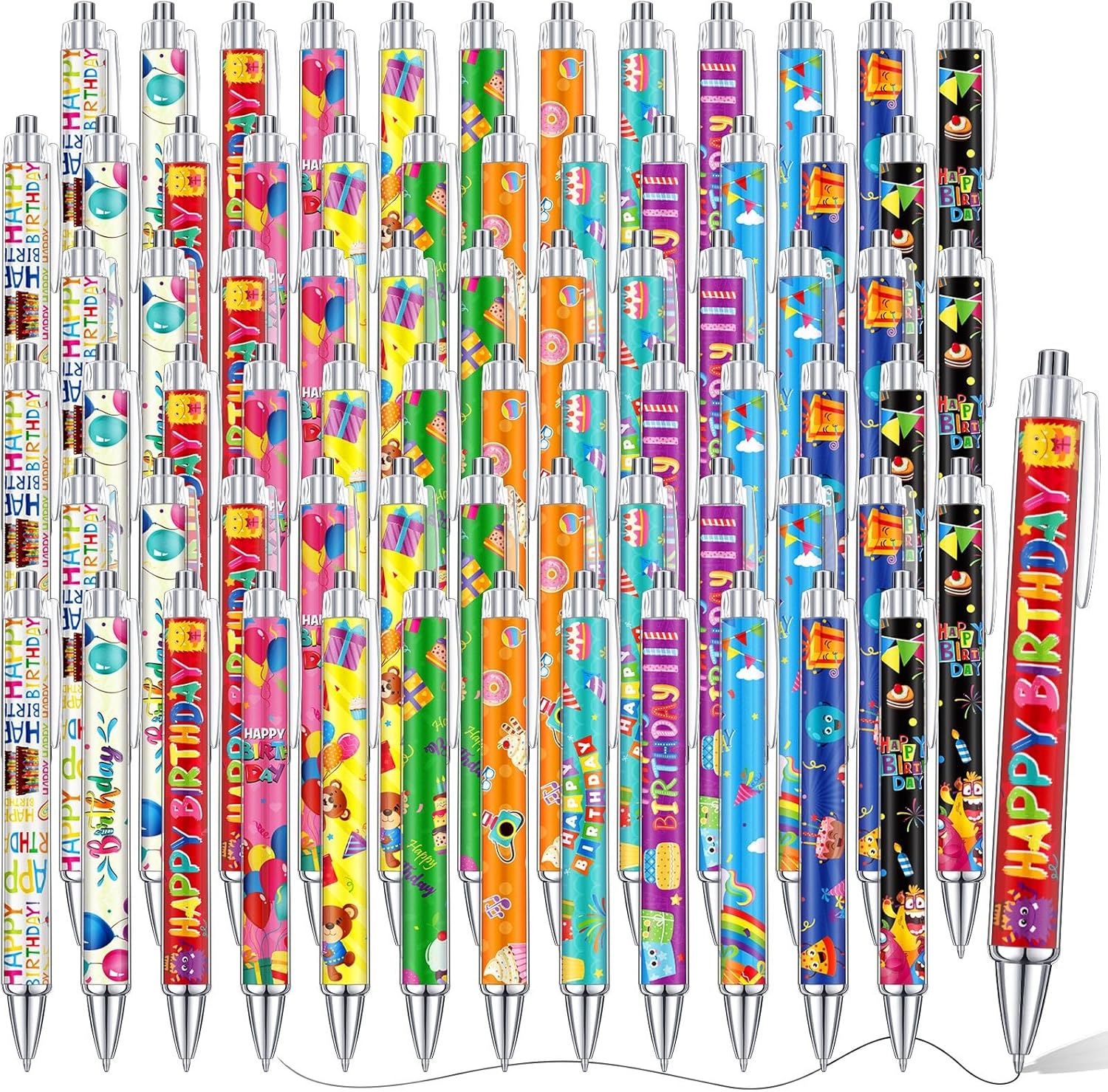 Cholemy 96 Pcs Birthday Pens Bulk Happy Birthday Ballpoint Pens