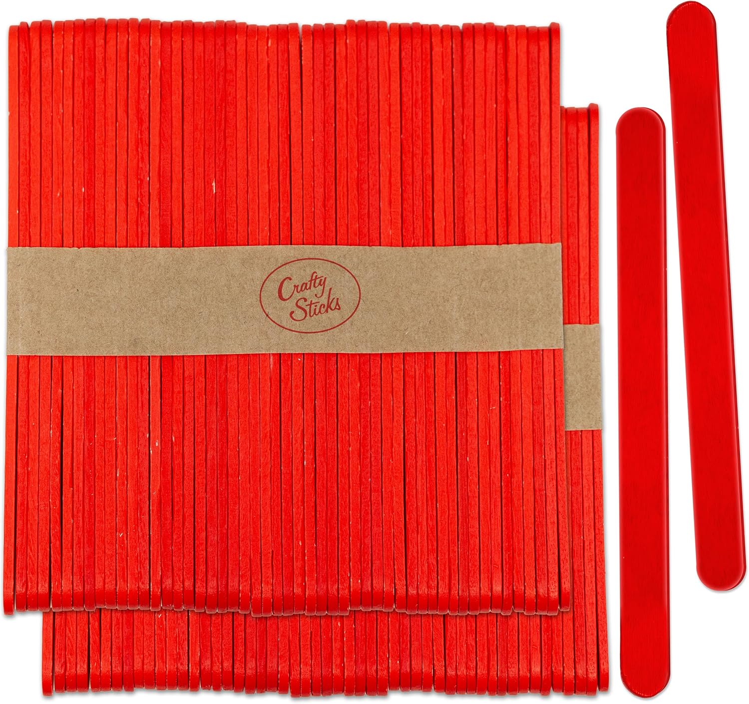CraftySticks 100 Pack Red Painted Popsicle Sticks 45 Inch