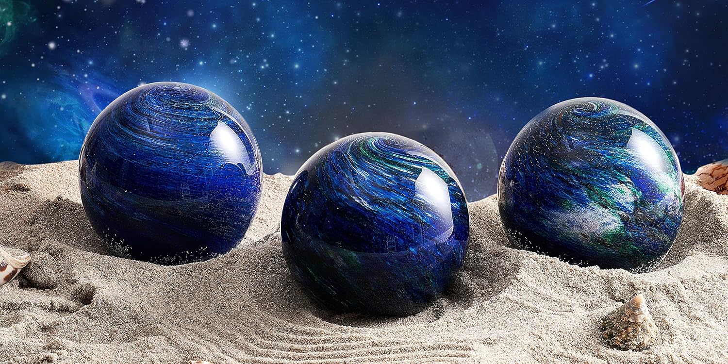 Hand Blown Glass Ocean Waves Planet Figurine Desk Paperweight