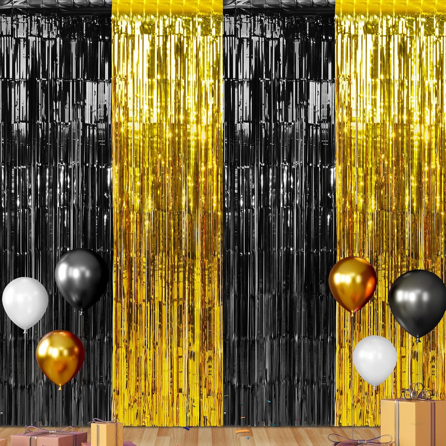Zachely 6 Pack Graduation Foil Fringe Curtain Backdrop Decorations