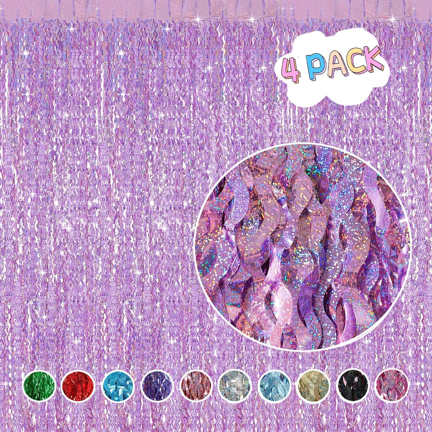 4 Pack Pink Tinsel Curtain Party Backdrop
