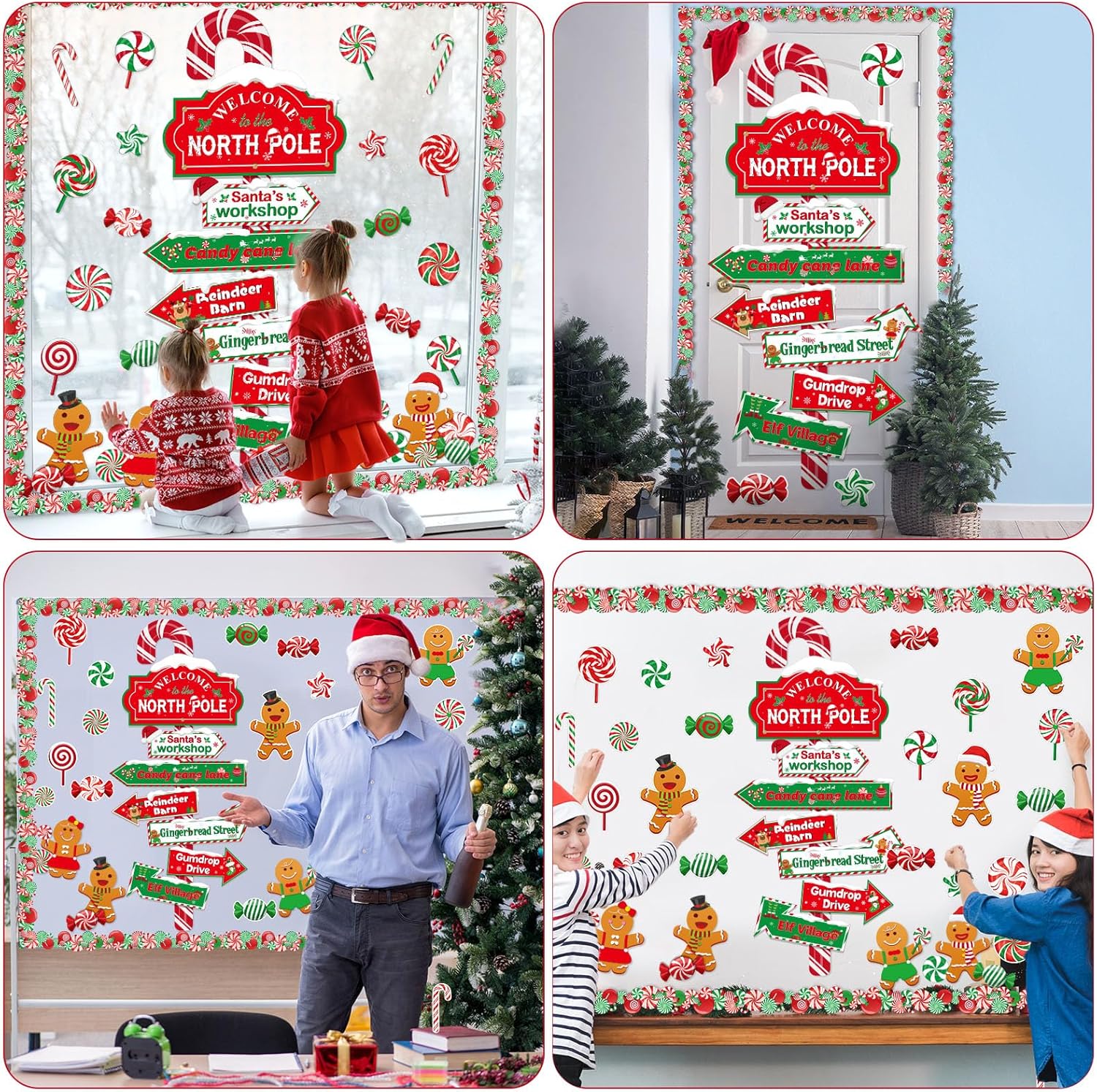53 Pcs Christmas Bulletin Board Set with North Pole Sign