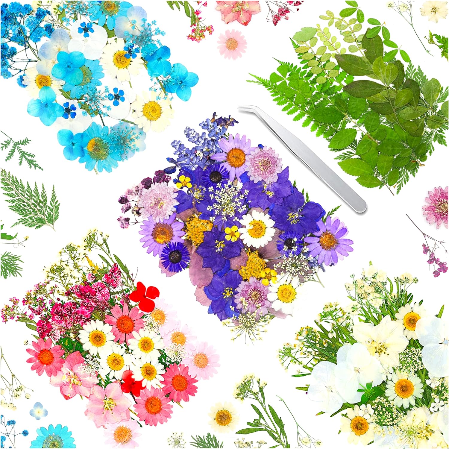170Pcs Real Dried Pressed Flowers Leaves for Craft DIY Resin Jewelry
