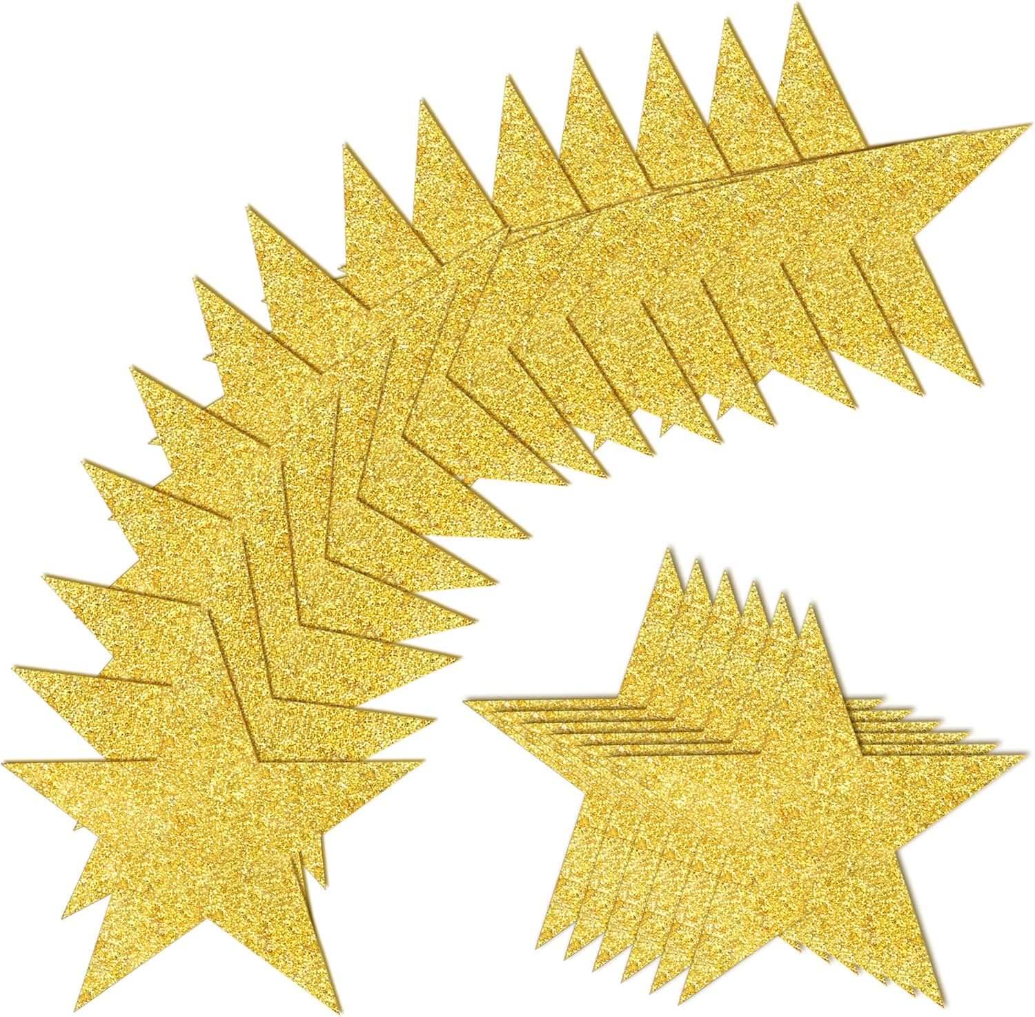 100 PCS Glitter Gold Star Cutouts for Party Decorations