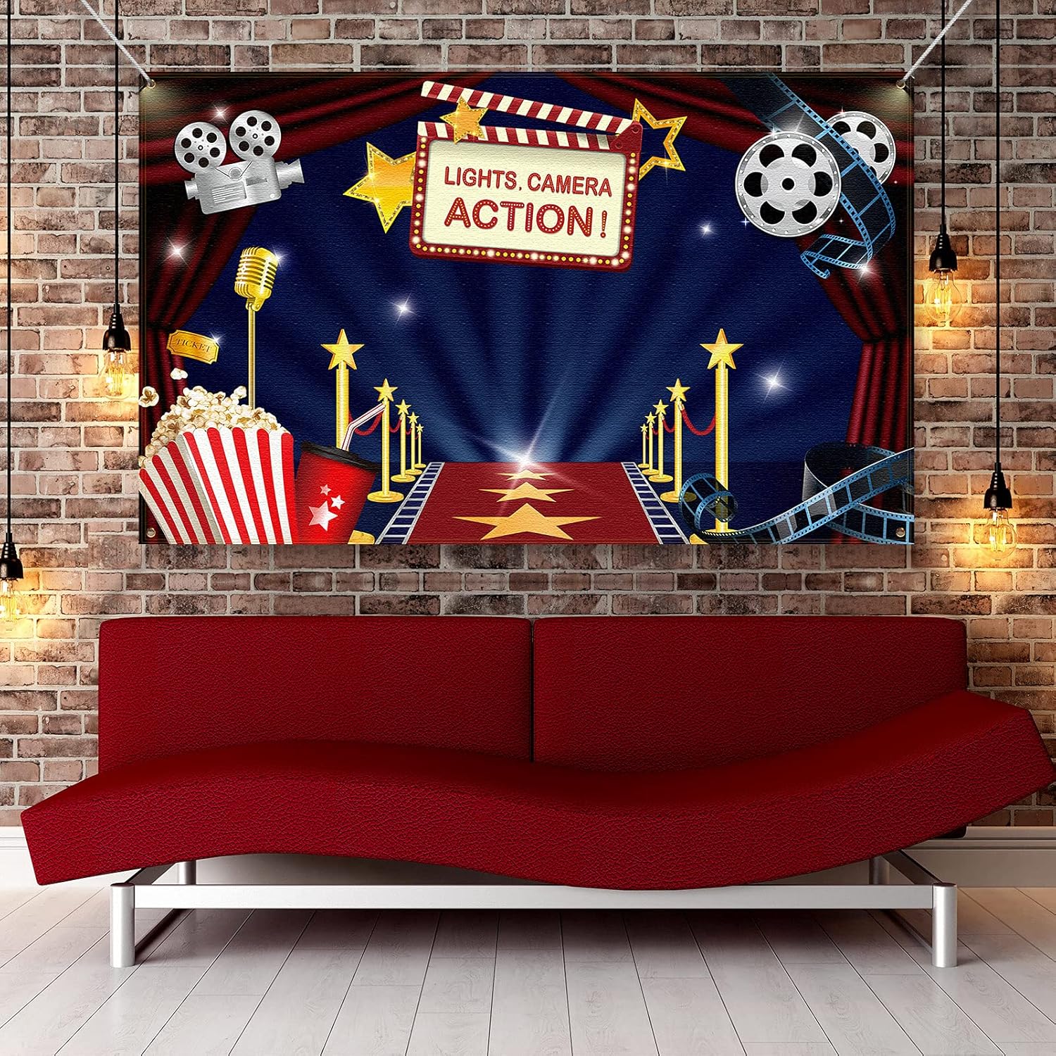 Movie Theme Party Fabric Backdrop - 728 x 433 Inch