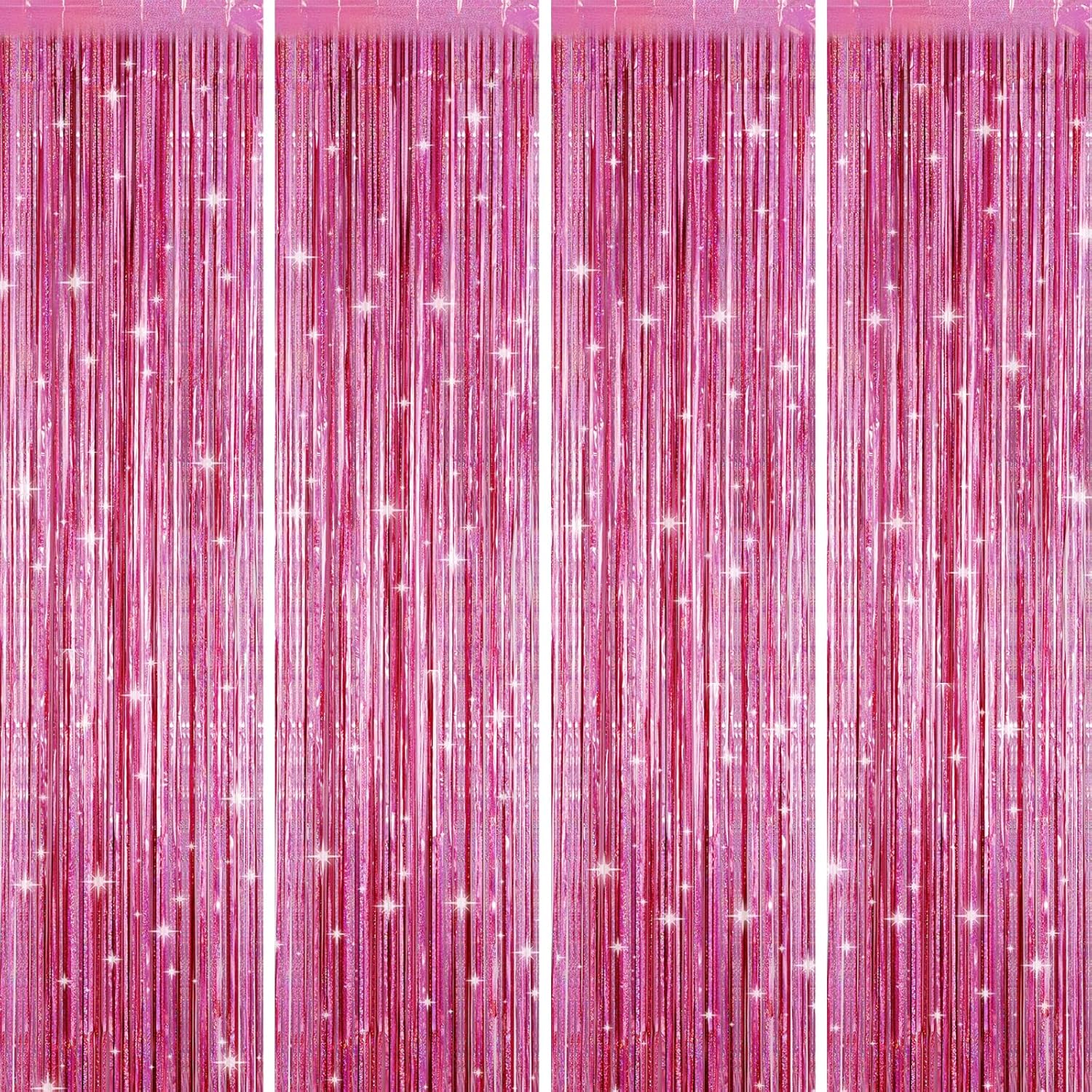 Picoway 4 Pack Pink Foil Fringe Curtain Decor