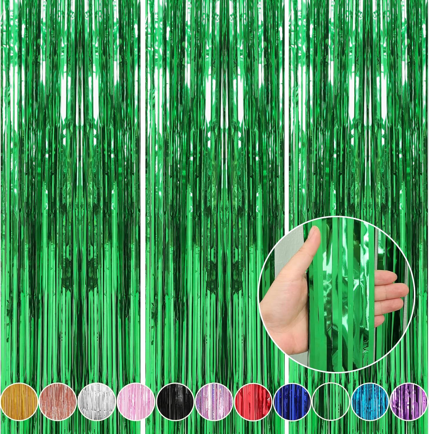 Crosize 3 Pack Foil Fringe Curtain Backdrop for Parties
