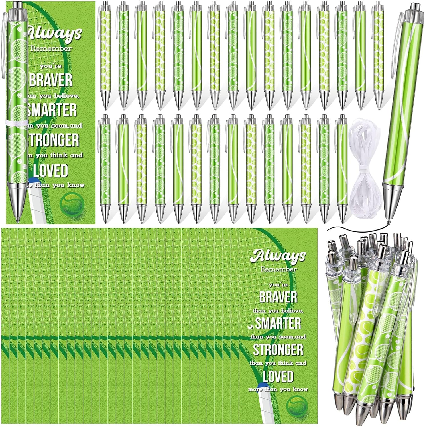 60 Pcs Tennis Party Favors Set with Pens and Cards