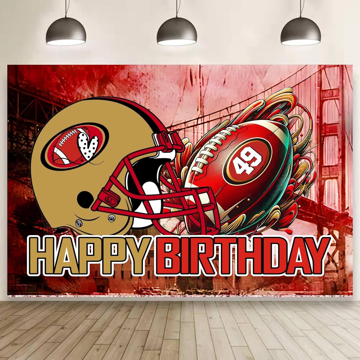 49 Football Themed Birthday Backdrop 5x3ft