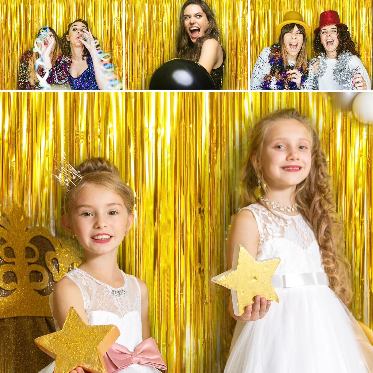 Twinkle Star 2 Pack Gold Photo Booth Backdrop Curtains