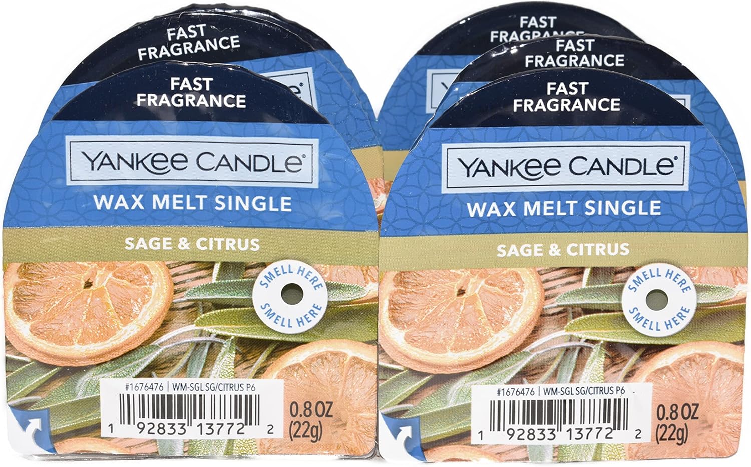 Yankee Candle Lot of 6 Sage Citrus Wax Melt Singles Fast Fragrance