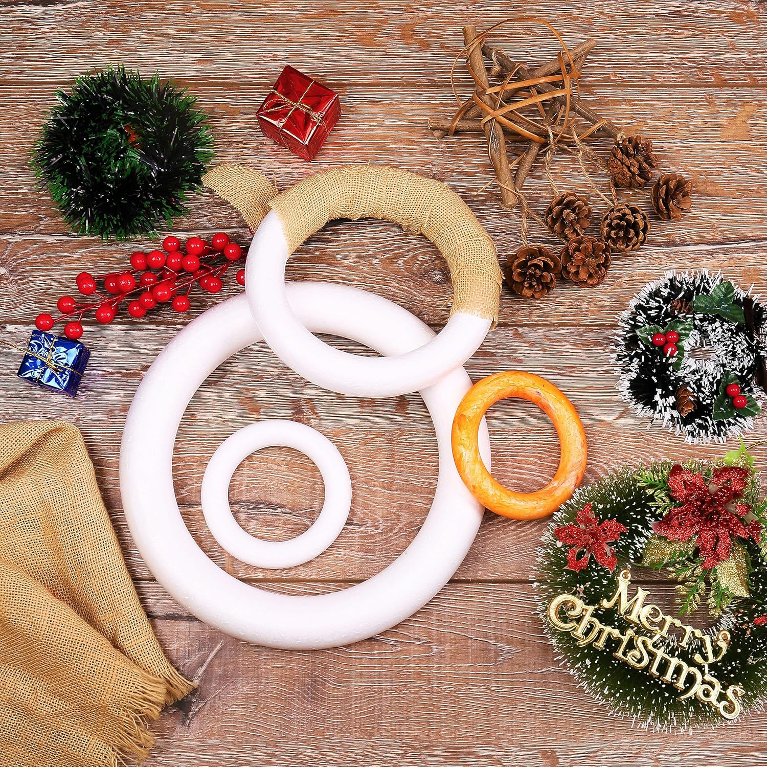 14 Pack Foam Wreath Form 2 Sizes for Crafts