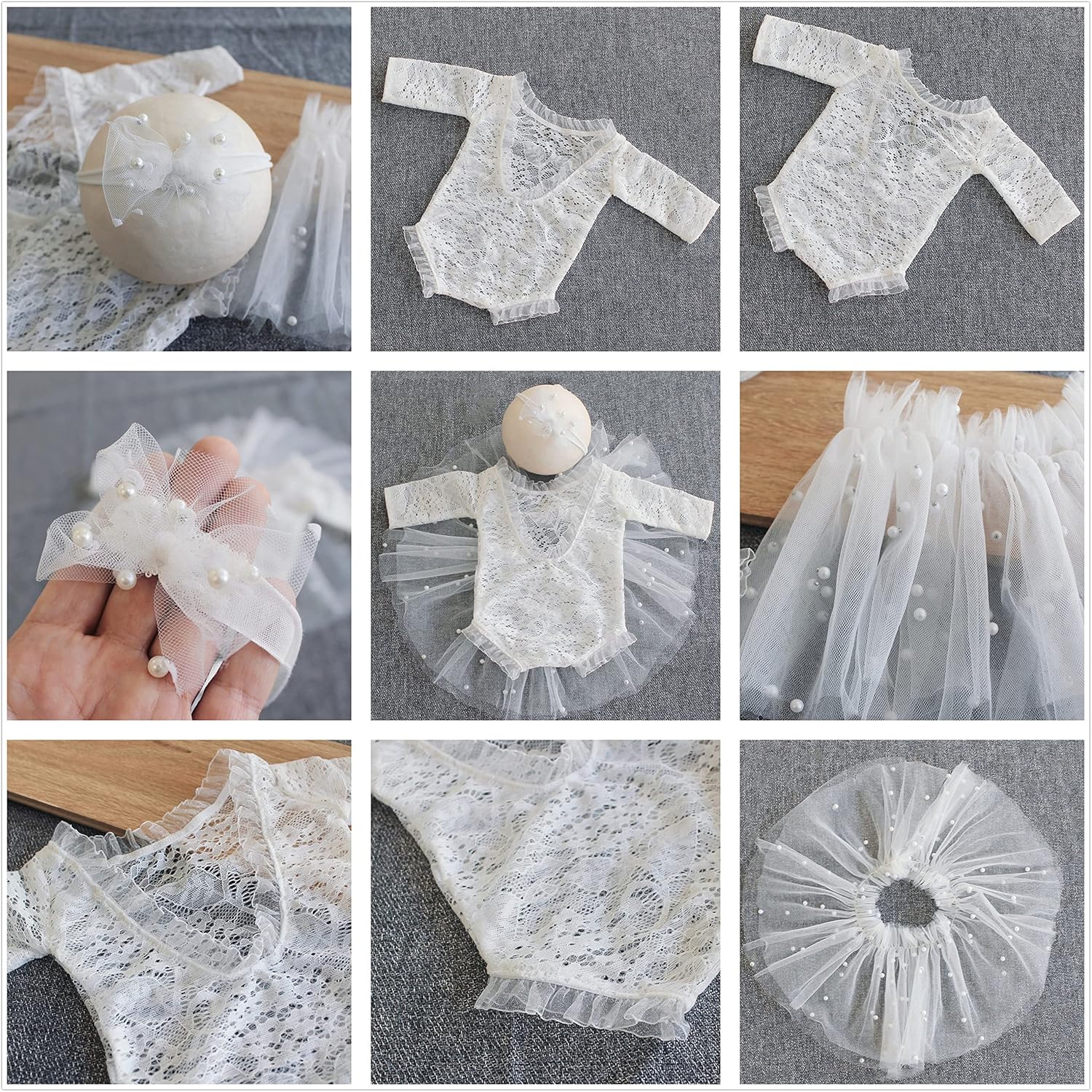 Zeroest Newborn Girl Photography Outfit 3 PCS Set